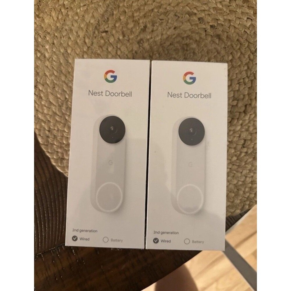 Lot Of 2 Google Nest  2nd Gen Wired Video Doorbell Camera (Snow) White Brand New